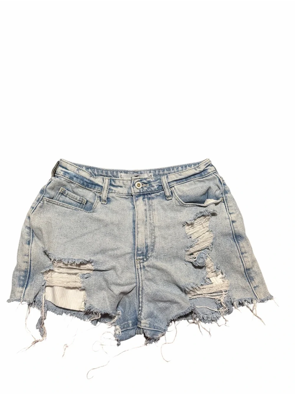 Hollister Light Blue Distressed Denim Cutoff Shorts